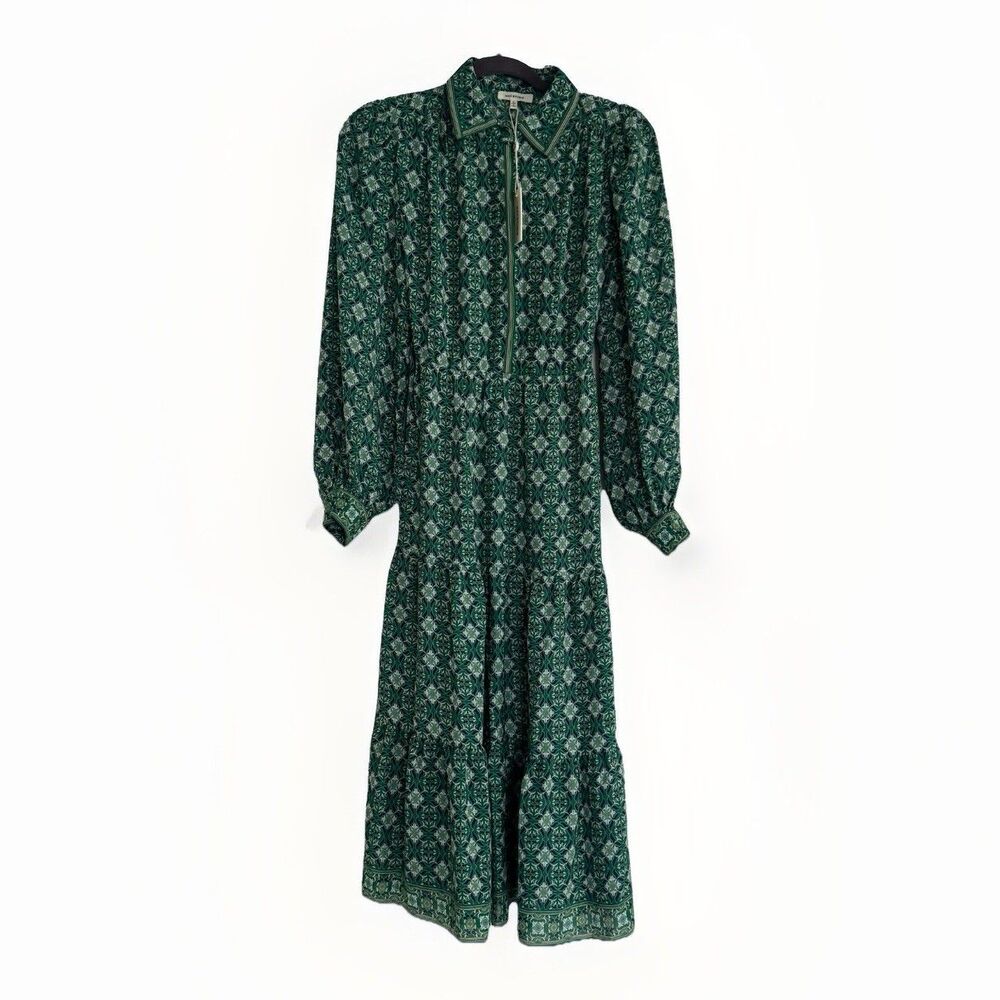 NWT Max Studio Maxi Dress Green Bohemian Farmhouse Modest Festival Sz S MSRP$148 - Picture 3 of 16